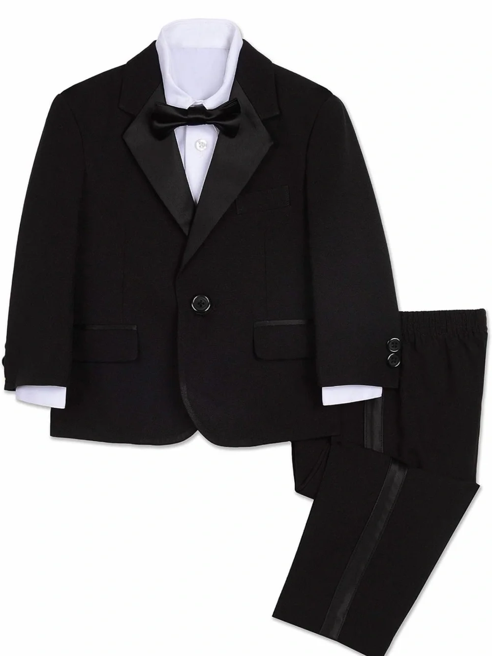 12M Black Tuxedo Jacket & pants, with White Shirt and Bow Tie. Only worn once!